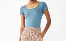 NWT Juniors' SO Blue Short Sleeve Seamless Bodysuit M