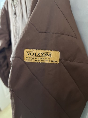Volcom Workwear Brown Quilted Bomber Jacket Full Zip Long Sleeve Mens Sz Small S - Picture 5 of 14