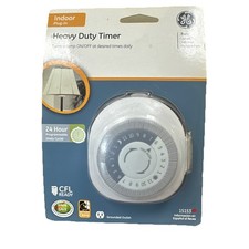 GE Indoor Plug-In 24-Hour Heavy Duty Mechanical Timer, White 15153