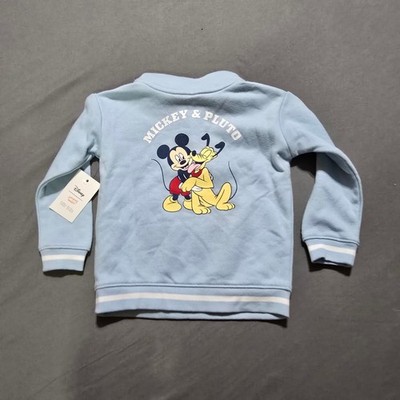 New Disney Jumping Beans Toddler 24M Blue Mickey Pluto Quarter Zip Sweatshirt