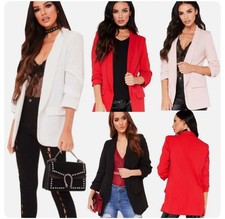 Women's Plus Size Blazer Ruched Sleeve Open Front Casual Formal Jacket Coat
