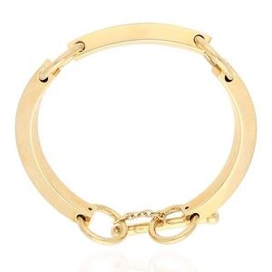 Authentic Yellow White Gold Over Sterling Silver Bar Toggle Bracelet (Solid Links) 7"