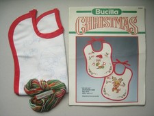 Bucilla Christmas Ho Ho Ho Stitchery Bibs Embroidery Kit Set of 2 Santa Reindeer