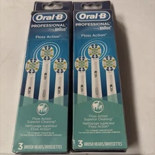 2 X Oral B Floss Action Replacement Toothbrush Heads Refills 6 Brush Heads BIN