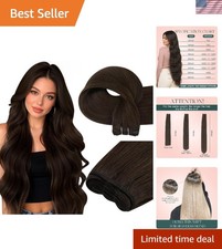 Natural-Looking 20-Inch Brown Hair Extensions - Versatile Styling Color Safe