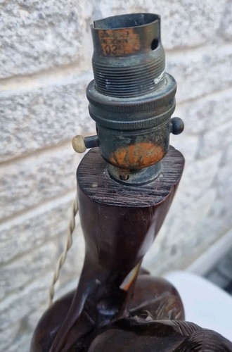 Beautiful Vintage Chinese Carved Hardwood Elderly Immortal Lamp Base Figure - Picture 5 of 23