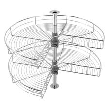 28" Kidney Shaped 2-Shelf Lazy Susan Kitchen Base Cabinet Corner Organizer Rack