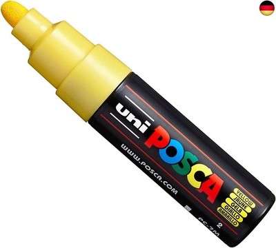 Uni  PC-7M Marker Art Pen - Large Bullet Tip 4.5-5.5mm - 15 Colours Yellow