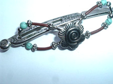 Small Lilla Rose Flexi Hair Clip Turquoise Leather and Desert Flower New w Tag