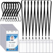 Marspark 200 Pcs Name Tag Lanyards with ID Holder for Black