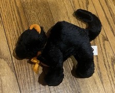 Ty Beanie Babies Scaredy Black Cat Plush Stuffed Animal Orange Bow Halloween 6"