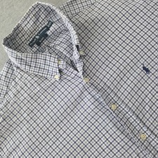 Polo Ralph Lauren Blake Men XL Blue White Gingham Short Sleeve Button Down Shirt