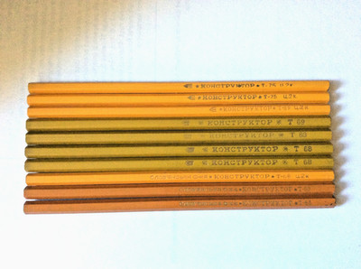 Vintage Set of 10  Drafting Pencils '' KONSTRUKTOR '' T Hard. See description