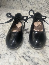 capezio Black tap shoes With Bow Girl Size 10