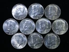Ten (10)  40% silver Kennedy Halves 1.479 troy oz. pure silver -UNC (Low-Mid MS)