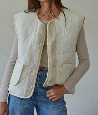 By Together quinn quilted fleece vest Cream