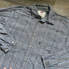 Vintage Levi's Men's M Long Sleeve Button Up Shirt Striped Chambray Indigo Denim