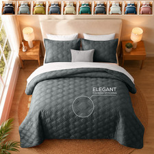 Luxury Velvet Bedspread Set – Ultrasonic Quilted Coverlet for Queen/King Bedding