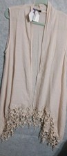 Adorn Ivory Beige Lace Embroidered Kimono Duster Boho Festival Sz XL Beach NWOT