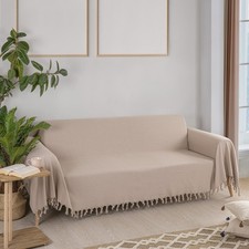 Large Throw Blanket For 3 Seater Sofa, 100% Cotton Sofa Cover 180 x 300 cm
