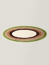 Ripple Oval Rug Avocado Microfiber Absorbent Non-Slip Bottom 47.3x17.72 Inch