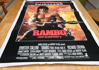 Original Vintage 1985 Rambo First Blood II Movie Promo Poster  27 X 41