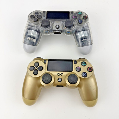 Sony PS4 DualShock 4 Controller Lot of 2 OEM Wireless Crystal Clear Gold