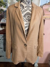 Maeve one button linen blend blazer. Light Brown Sz Medium.