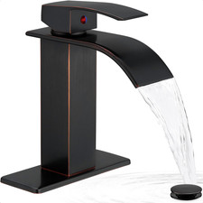 Hoigy Waterfall Bathroom Faucet Oil Rubbed Bronze Brass 4 Ins Bathroom Faucets