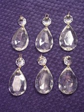 Vintage 6 Crystal Faceted Prism Chandelier Drop Christmas Ornament