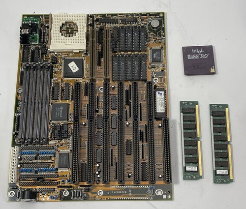 Scheda madre FIC 486-PVT-IO AT 5x ISA 2x slot VLB 7MB Ram 486 DX2 66mhz TESTATA - Foto 1 di 9