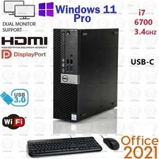 Windows 11 DELL Desktop Computer i7-6700 16GB RAM 500GB SSD HDMI USB-C Office 21