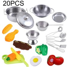 Kids Play Kitchen Toys Pots and Pans 13/15/20Pcs Stainless Steel Mini Cookware