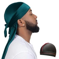 Velvet Durag for Men Wave Cap Premium Dorag for Men Women 360 Wave Deep Ocean...