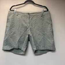 Talbots Girlfriend Chino Shorts Womens 16 Sage Green Striped Seersucker Excel