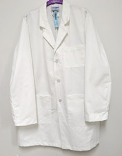 Men's Landau Mid-Length Lab Coat, Sz. 46, Color White, 3Pockets/Access Slits 