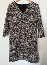 JAEGER Silk Black Grey Animal Print Shift Pencil Knee Length Dress. Size 10. VGC