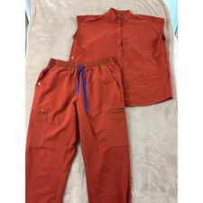 Figs Scrubs Set Rafaela Oversized Top Zamora Jogger Womens M Top/L Bottom Orange