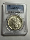 1921 Peace Silver Dollar PCGS AU55 High Relief Key Date Bright White