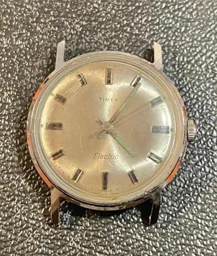 Timex Electric 1969 Silver Tone Men Vintage 1960 Retro Watch Face ONLY Chr Plate