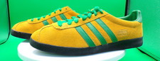 RARE WOMENS ADIDAS MI GAZELLE GOLD SUEDE GREEN SNEAKERS SHOES 7