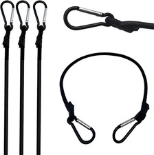 24 Inch 4 Pack Black Bungee Cords with Hook,Superior Rubber Heavy Duty Straps St