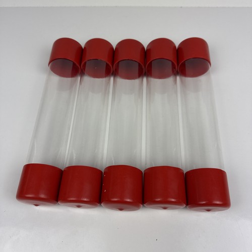 5 Clear Rigid Tube Plastic Tubing with Red Cap 9” Long 1 5/8” Opening