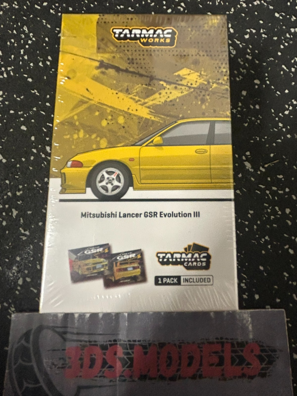 TARMAC WORKS MITSUBISHI LANCER GSR EVO III & CARDS 1/64 *COMBINE POSTAGE*