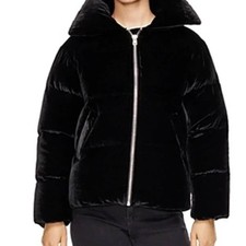 $1,500 Sandro Black Velvet Puffer Oversized Drawstring Large Duck Feather Down