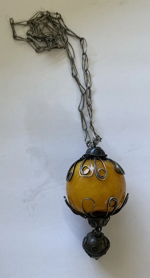 LARGE CHINESE TIBETAN NATURAL BALTIC EGG YOLK AMBER NECKLACE 27 In - Image 2 of 4