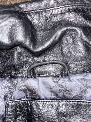 Vintage Expressions Worldwide Mens Black Leather Bomber Jacket Size Large 42-44 - Picture 6 of 10