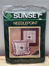 Vintage Sunset Needlepoint Stitch Kit 6316 Rose Ivory Lace Picture or Pillow