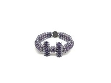 Hand Crafted Swarovski Crystal and Natural Stone Amethyst Bracelet 7''