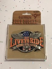 Vintage Live To Ride Ride To Live Motorcycle Belt Buckle Siskiyou 1994 USA NOS